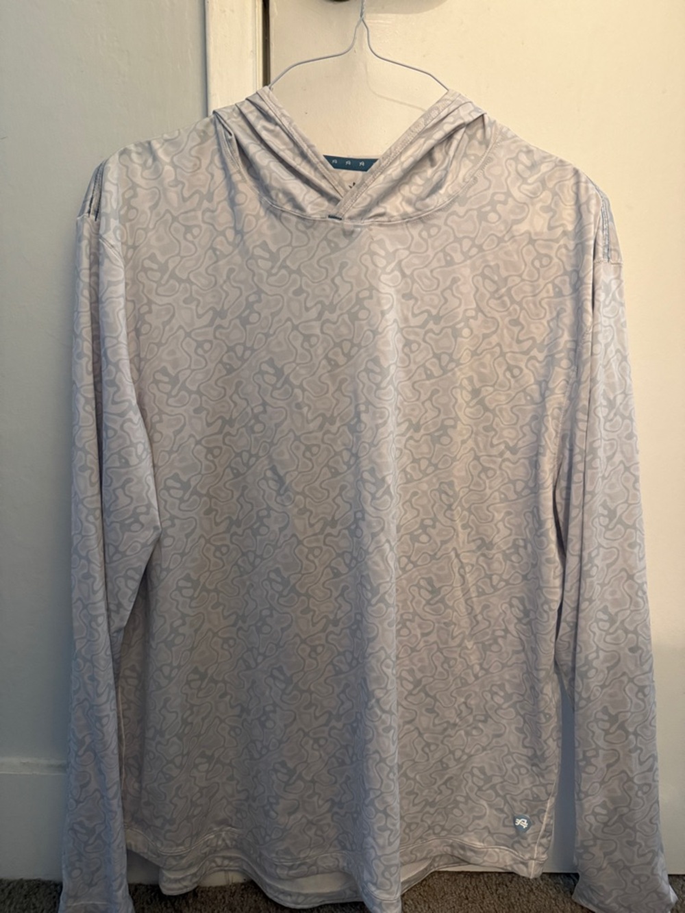 Amble White/Light Grey Hooded Long Sleeve Top